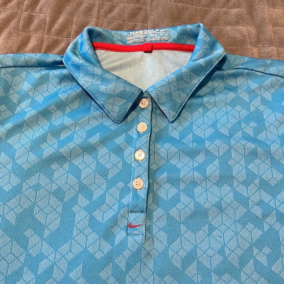 Nike Golf FitDry Short-Sleeve Shirt, Polo, Blue, Quilted Pattern, Size S - Picture 2 of 8